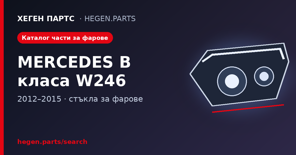 Всички части за фарове на MERCEDES B класа W246 – стъкла в ХЕГЕН ПАРТС