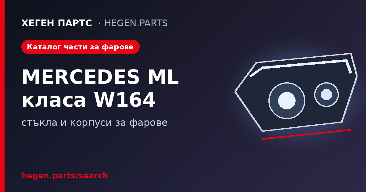 Всички части за фарове на MERCEDES ML класа W164 – стъкла и корпуси в ХЕГЕН ПАРТС