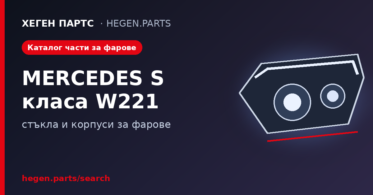 Всички части за фарове на MERCEDES S класа W221 – стъкла и корпуси в ХЕГЕН ПАРТС