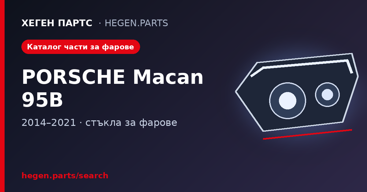 Всички части за фарове на PORSCHE Macan 95B – стъкла в ХЕГЕН ПАРТС